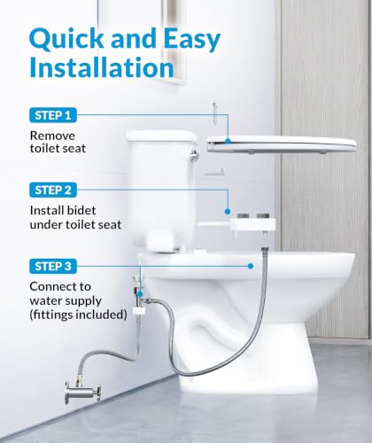 Image of CLEAR REAR Bidet Attachment for Toilet Seat - Non-Electric with Self Cleaning Dual Nozzles, Leak Proof Connectors, Adjustable Water Spray, Rear & Feminine Wash - Hygienic Bathroom Upgrades