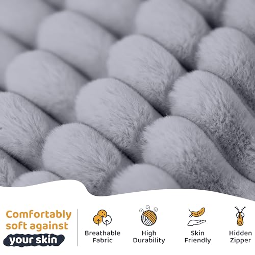 Image of HABUTWAY Bean Bag Chair, Giant Bean Bag Chairs for Adults and Kids, Bean Bag Sofa, Lazy Floor Sofa, Faux Fur Beanbag Chair with Armrests for Living Room Bedroom (Grey)