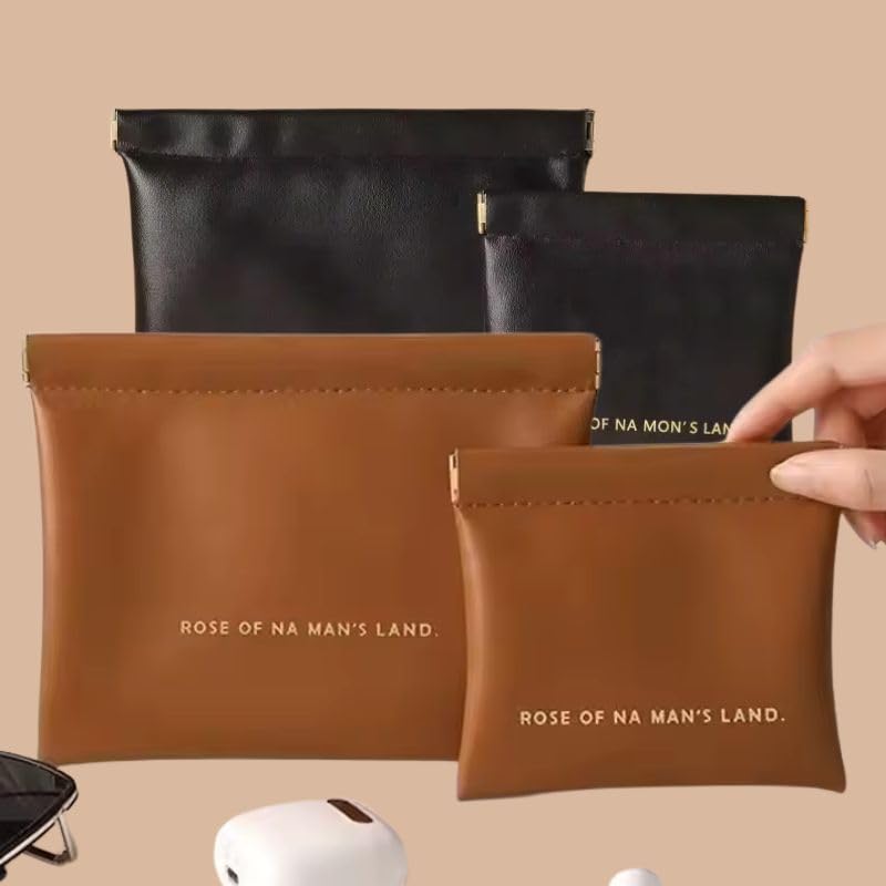 Image of Waterproof PU Leather Cosmetic Makeup Pouch | Stylish Beauty Organizer Bag for Brushes, Cosmetics & Toiletries (Large Pack of 4)