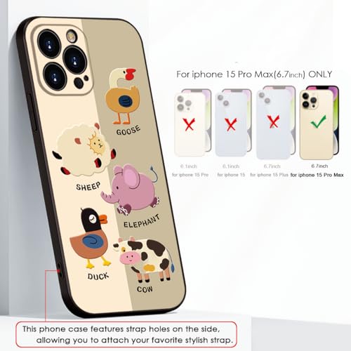 Printed Cute Animal Patter for iPhone 15 pro max Cute Girl Cartoon Case, Printed with a for Women Girls Variety of Cartoon Animal Pattern Design of Cell Phone Protective Cover (B2-Cartoon)
