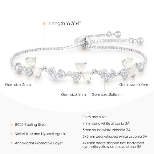 Pure Silver Women's Tennis Bracelets, Sterling Silver Birthstone Link Bracelets for Women, Perfect Gifts for Mom Girlfriend Wife Daughter4