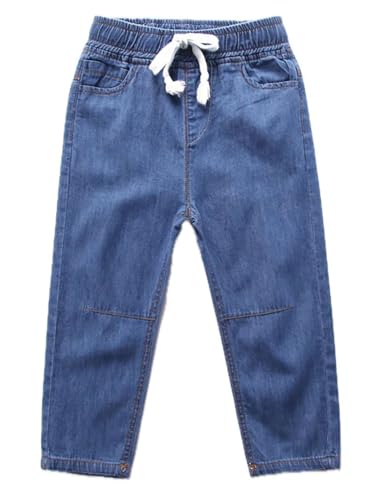Boys Jeans Jogger Kids Elasticated Waist Denim Pants Cotton Stretch Trousers - Main Image
