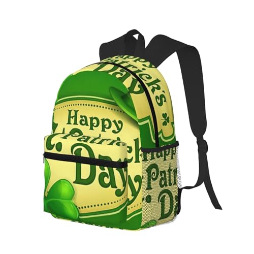 Sac à dos polyvalent décontracté noir imprimé Happy St Patrick One Size