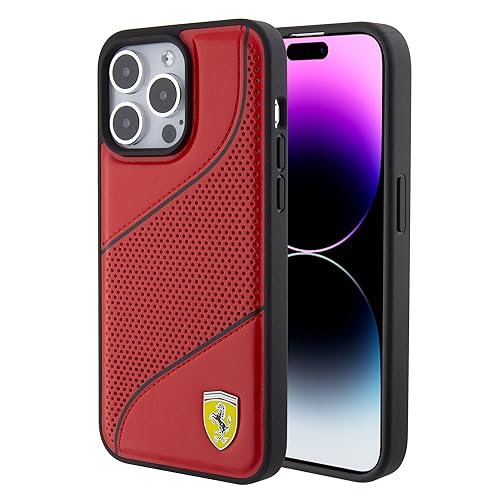 CG MOBILE Ferrari Phone Case Compatible with iPhone 15 Pro Max in Red Slanted Perforation, PU Leather, Anti-Scratch, Smooth Protective Case with Easy Snap-on, Shock Absorption & Signature Logo CG MOBILE Ferrari Phone Case Compatible with iPhone 15 Pro Max in Red Slanted Perforation, PU Leather, Anti-Scratch, Smooth Protective Case with Easy Snap-on, Shock Absorption & Signature Logo