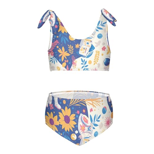 KLL Astronauts Constellations Planets Girls 2 Piece Bikini Sets Quick-Dry Swimsuits Swimming Suits Adjustable Strap