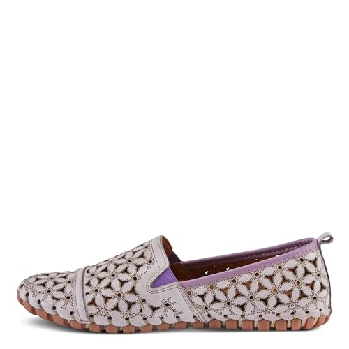 Image of Spring Step Flowerflow Shoes for Women - Leather Womens Loafer with Floral Laser Cutout - Comfortale Slip-On Shoes for Womens