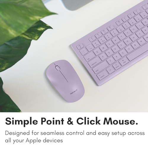Macally Wireless Keyboard and Mouse Combo for Mac - Compatible Apple Bluetooth Keyboard and Mouse Combo for MacBook Pro/Air, iMac, Mac mini/Pro/Studio (Multi Device, Rechargeable, Emoji Keys, Purple)