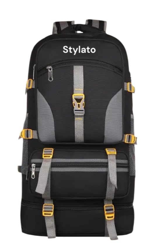 kyros Water Resistant Rucksack For Hiking Trekking And Travel - Rucksack - 90LBlack Waterproof Backpack (Black, (Black)-picture-35
