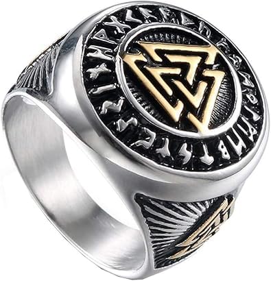 Bague viking homme cadeau idéal anniversaire anneau acier argent 54