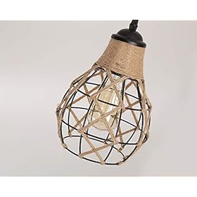 Rustic Industrial Woven Pendant Light, One-Light Adjustable Metal Hemp Rope Mini Pendant Lighting Fixture for Kitchen… 41JJbRY3J9L. SS280
