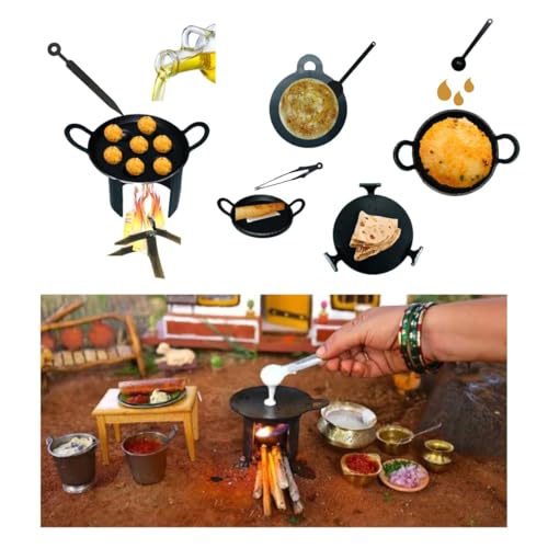 Image of Future World Iron Miniature Kitchen Set | Real Cooking Miniature Kitchen Set | Kitchen Set Toys for Girls | Real Cooking Set for Kids | Real Cooking Iron Set (Pack-12)