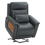 CHITA Power Lift Recliner Chair for Elderly with Heat and Massage, Electric Lift Chairs with Foldable Tray Table, Cupholder, Removable Lumbar Pillow, 2 Side Pockets, Faux Leather in Navy
