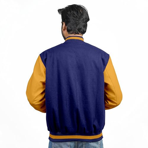 Image of Men's Fashion Varsity Jacket Causal Slim Fit Wool Letterman Baseball Bomber Jackets