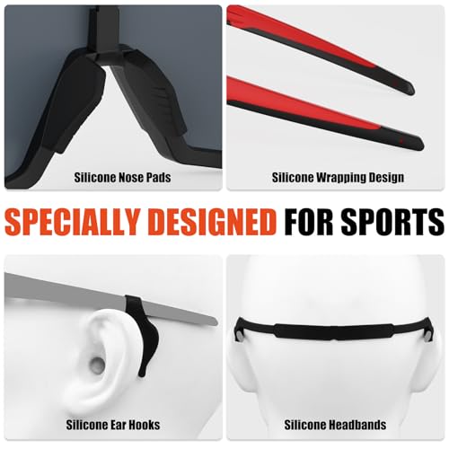 Image of X-TIGER Polarized Sports Sunglasses with 5 Interchangeable Lenses,Mens Womens Cycling Bike Glasses,Baseball Running Fishing