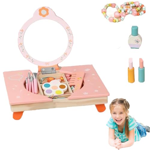 Générique Habillez des vanités jouets, coiffeuse en bois, haute performance, jeu de simulation pliable pour filles, habillez le jeu de chambre d'enfant de la maison de Noël, cadeau pour (1PC)