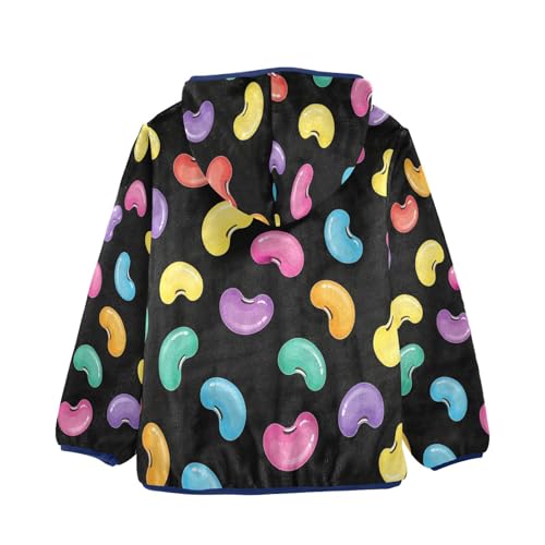Colorful Candy Shapes on Black Toddler Fleece Jacket Girl Boys Hooded Fleece Jacket Coat Warm Outwear Zip-up 3-10T2