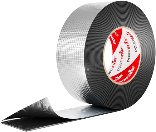 Poppstar Ruban Adhésif en Alu-butyle (5cm - Extra Large) Super Étanche pour l'Extérieur (10 m de long) Ruban d'étanchéité en Butyle pour Camping,...