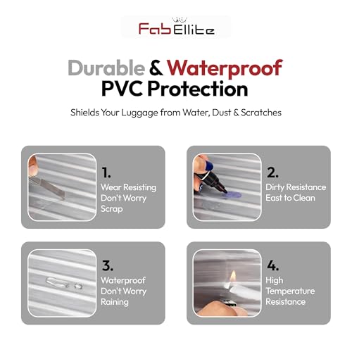 Image of FAB ELLITE Suitcase Cover Medium Size | Pack of 3 Trolly Bag Covers with Zippered Clear PVC Suitcase Covers Protectors for 20, 24 & 28 Inch Luggage | Waterproof, Scratchproof & Dust-Resistant