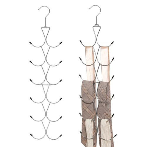 Muorruo 2 Pack de cintres à Foulards avec 24 Compartiments, cintres à Sacs à Main avec Crochet Rotatif à 360°, Organisateur de Foulards, cintres à...