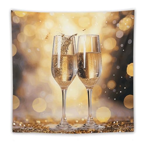 Tapisserie murale mignonne verres de champagne tenture esthétique 152cm