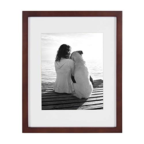 Designovation Gallery Wood Photo Frame Set For Customized Wall Display Walnut Brown 11X14 Matted To 8X10, Pack Of 4 #TOP6