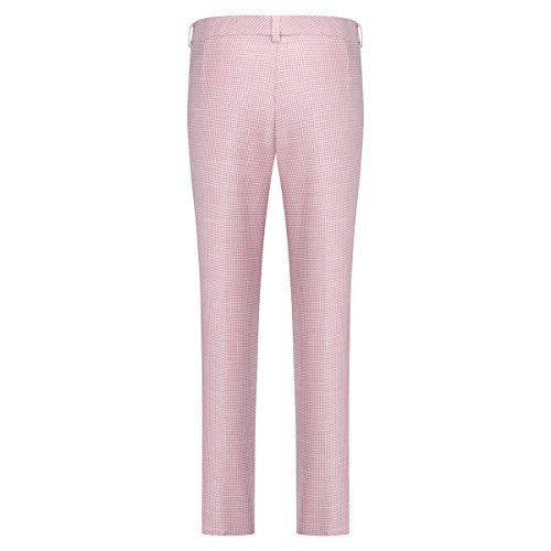 Women's 2 Piece Plaid Office Suit Set One Button Blazer Jacket And Suit Pants Pink #TOP4