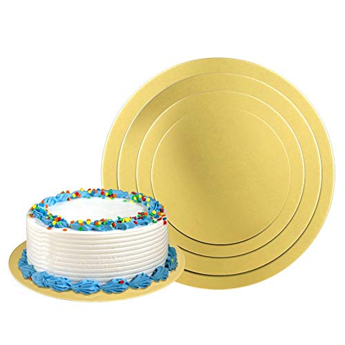 Cake Boardsï¼ŒGolden Round Cake Circles 12 Pack Cake Base Cardboards 3 Each (6, 8, 10, 12 Inch) Cake Rounds Cake Circles Round Cake Boards Baking Sets With 2 Card Scrapers