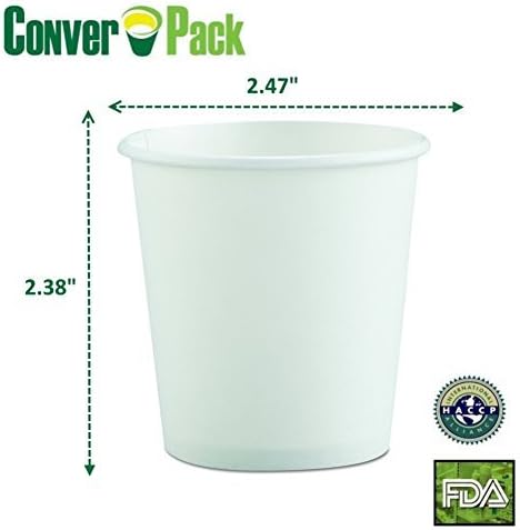 ConverPack 4 oz White Hot Cup (Case of 1000) Disposable Paper Coffee Espresso Sampling to Go Eco Friendly Cup