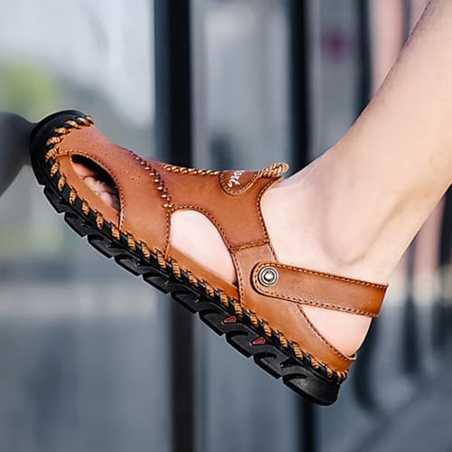 Hiking Sandal for Men Fashion Close Toe Leather Athletic Lightweight Sandals Walking Water Arch Support Summer Shoes Footwear4