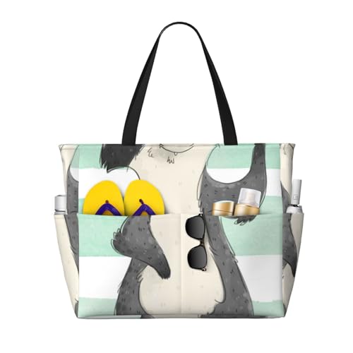 Cute Raccoon Print Beach Pool Bags Tote For Women Ladies Large Gym Tote Carry On Bag For Weekender Travel Waterproof