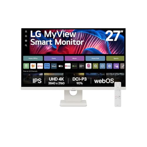 Monitor LG MyView Smart - Tela IPS 27', WebOS, ThinQ Home, Air Play, Screen Share, Bluetooth, – 27SR73U-W