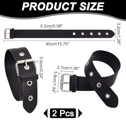 NBEADS 2 Pcs Traditional Kilt Extender Straps, PU Leather Cuff Belt Buckles 15.8x1.3 Inch Adjustable Armbands Non Slip Sleeve Holders for Shirt Coat Jacket Dress Bags DIY Craft2