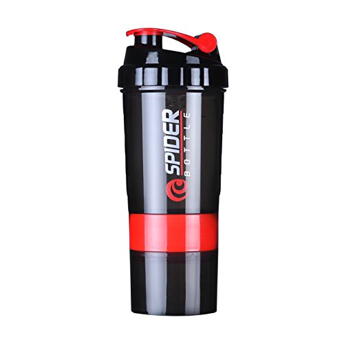 Demana Shaker Botella con Almacenamiento para proteínas, Botella de Agua Multifuncional para Fitness, 100% a Prueba de Fugas, sin BPA, Rojo, 27 OZ