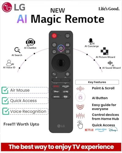 Image of LG Original AI Magic Remote Control (MR25GA) for All LG TVs: OLED, QNED, UHD, LED, LCD with AI, Pointer and Alexa Voice - Only for 2025 Models
