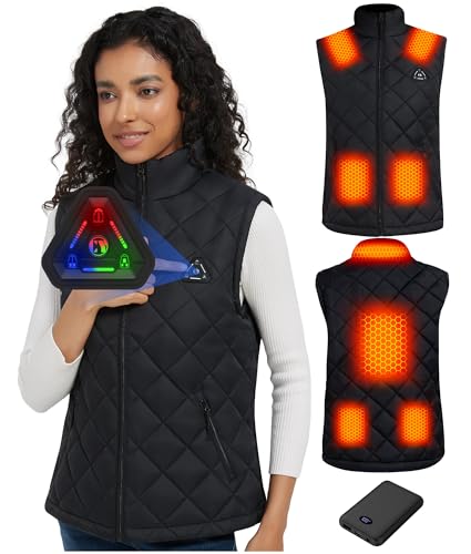 Women Heated Vest - Quilted Lightweight Heating Jacket Coat for Womens, Upgraded 7.4V Battery Pack