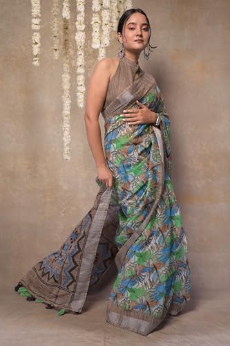 Image of MIRCHI FASHION Saree for Woman Cotton Blend Printed | Traditional Ethnic Sari for Ceremonial Use and Farewell with Blouse Piece
