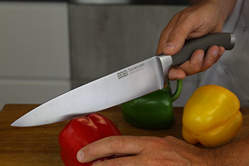 Taylors Eye Witness Syracuse Chefs/Cooks Kitchen Knife - Professional 20cm/8 Inch Cutting Edge, Multi Use. Precision Ground, Razor Sharp, Ultra Fine Blade. Soft Textured Grey Handle, Excellent Grip. - Image 9