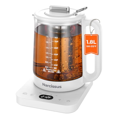 Narcissus Electric Kettle Temperature Control ±5℉, 1.8L Glas