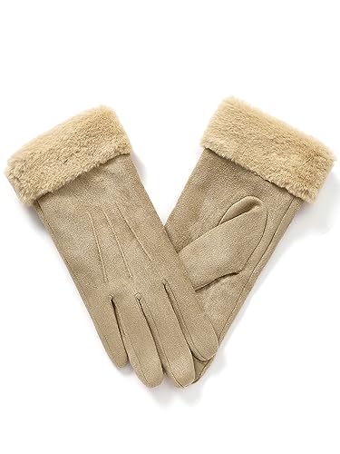 vislivin Handschuhe Damen Winter Warm Handschuhe Touchscreen Handschuh mit Gefütterte Beige S 1
