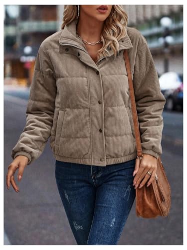 SOLY HUX Medium Coffee Brown Corduroy Puffer Jacket – The Ultimate Cozy Companion! - Image 6