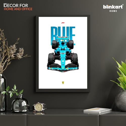 Image of BLINKART Scuderia Ferrari SF-23 CarFramed Posters Gift Items Boys Room Wall Decoration Bedroom Office Studio Synthetic Wood Frame & Acrylic Glass Ready to Hang - 12x8 Inch, (A4 Size) - CAR-256
