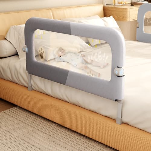 Image of Abdtech Bed Guard Rail for Toddlers - 47 inches Lift Foldable Toddler Bed Rails for Kids - Safety Baby Bed Rail Guard with Reinforced - Great Fit for Kids Twin Double, Full Size, Queen, King Size