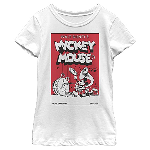 T-shirt Mickey Disney fille blanc à col crew et imprimé graphique rétro de bande dessinée