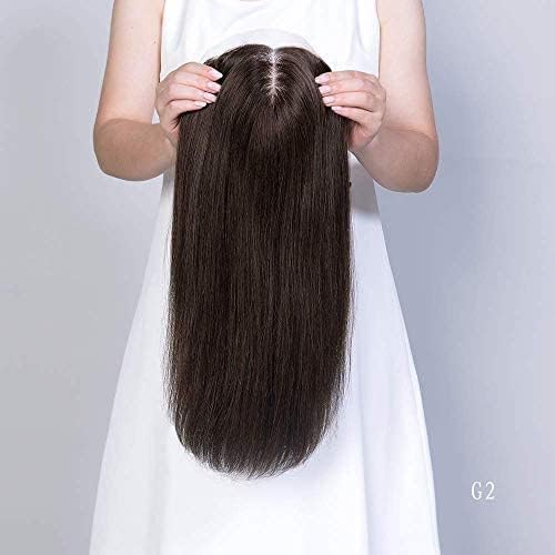 AASA Synthetic Hair Extensions For Women, Clip In Scalp Topper/Hair Topper/Hair Wig Silk Based- (19 Inches, Natural Black Brown)-image-10