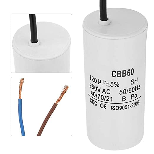 Miniatura 2 de Condensador de funcionamiento CBB60, 250V AC 120uF 5060Hz Condensador de CA con cable de plomo, adecuado para aire acondicionado, compresor, motor
