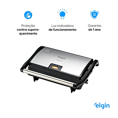 Mini Grill Taste Grill 800W Elgin Duplo sistema de aquecimento Acabamento em Inox 110V