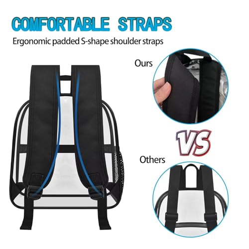 Image of Clear Backpack for Stadium Events, 12x12x6 Small Clear Plastic Bag with Reinforced Straps for Game Security Festival Concert