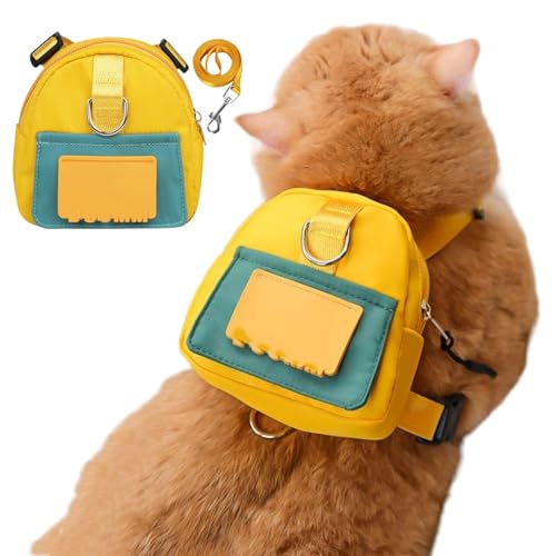SUNCN 小型犬用ハーネス 犬用バックパックハーネス かわいい子バパ 内蔵うんちグディスペンサー 引っ張りなし 調節可能なベスト ウォーキングトレーニング キャンプ ハイキ用 S