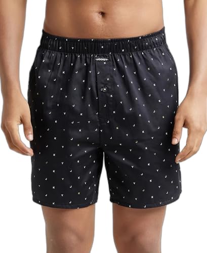 Image of Jockey NY07 Men's Super Combed Cotton Satin Weave Printed Boxer Shorts with Side Pocket