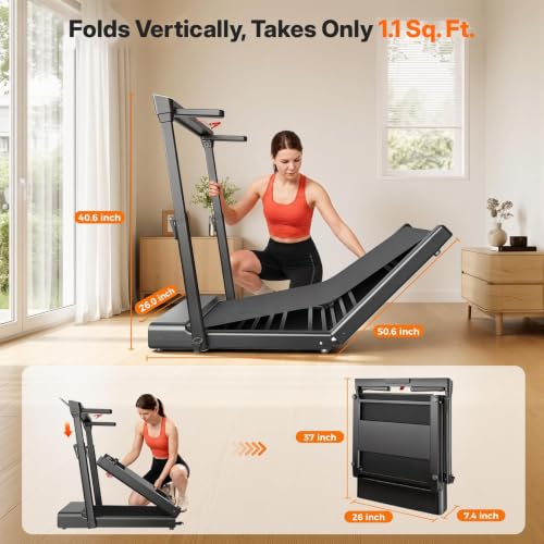 Image of JAGJOG Walking Pad Treadmill with Height-Adjustable Handlebar, Foldable | 7.5 MPH, 300 lb, Quiet Power, Space-Saving, 12 Preset Programs, No Assembly